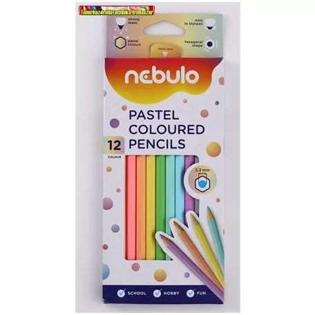 Nebulo Színes ceruza készlet, hatszögletű,  12 különböző, Pasztell szín