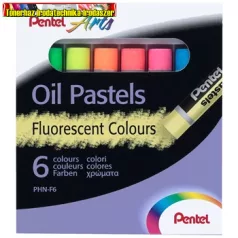   Pentel PHN-F6 olajpasztell kréta készlet,  6 klf., fluoreszkáló