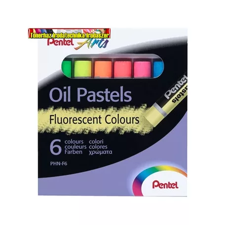 Pentel PHN-F6 olajpasztell kréta készlet,  6 klf., fluoreszkáló