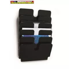   Prospektustartó, fali, fekvő, A4, DURABLE FLEXIPLUS 6, fekete, 6 rekeszes