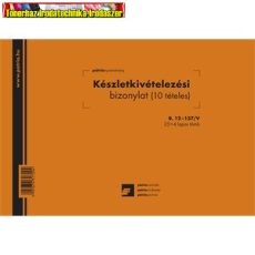 Készletkivételezési bizonylat 10 tételes 25x4 lapos tömb 245x170 mm  B.12-137/V
