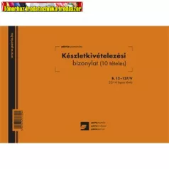   Készletkivételezési bizonylat 10 tételes 25x4 lapos tömb 245x170 mm  B.12-137/V