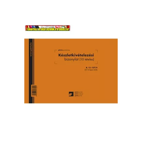 Készletkivételezési bizonylat 10 tételes 25x4 lapos tömb 245x170 mm  B.12-137/V