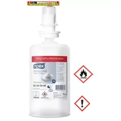   TORK Premium Habszappan, fertőtlenítő, 1 l, S4 rendszer, fehér 520800 (520801)