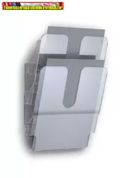 DURABLE FLEXIPLUS 2 Prospektustartó, fali, álló, A4,  áttetsző, 2 rekeszes