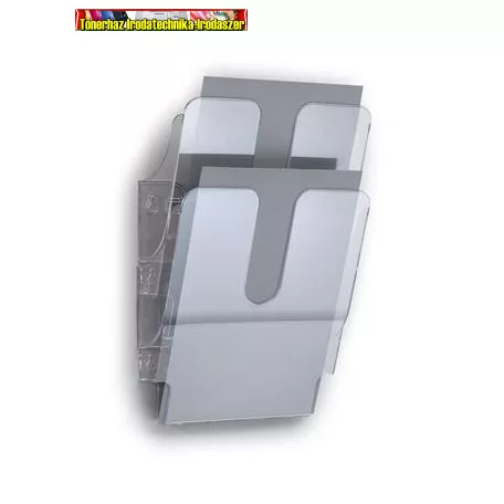 DURABLE FLEXIPLUS 2 Prospektustartó, fali, álló, A4,  áttetsző, 2 rekeszes