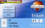 Silverball etikett címke 192x38mm 7címke/ív 100ív/dob