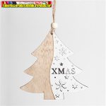   Karácsonyi dekor fa fenyő akasztóval natúr és fehér (59676)