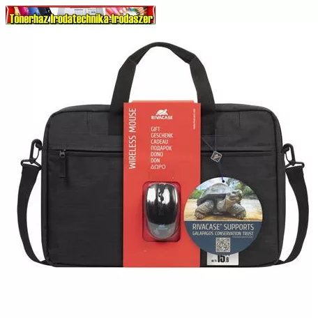 RIVACASE Regent 8038 Notebook táska, 15,6", vezeték nélküli egérrel, fekete