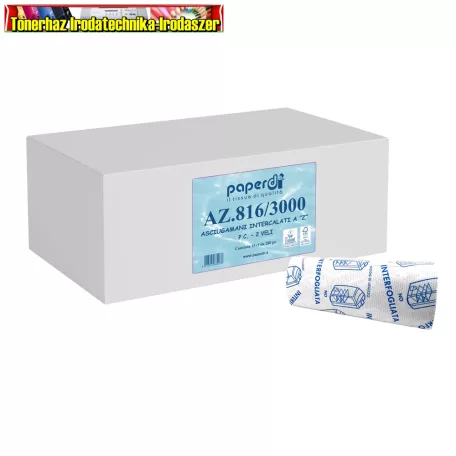 Paperdi_AZ.816/3000 Kéztörlő 2 rétegű Z hajtogatású 100 % cellulóz 200 lap/csomag 15 csomag/karton ,  fehér