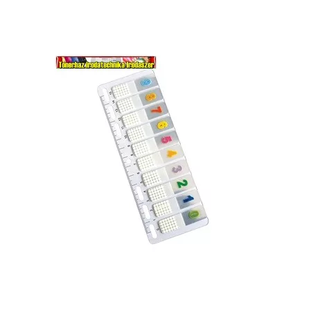 Oldaljelölő műanyag Info Notes 12x50 mm 10 lapos áttetsző 0-9 számos gyűrűs betéten 8740-10