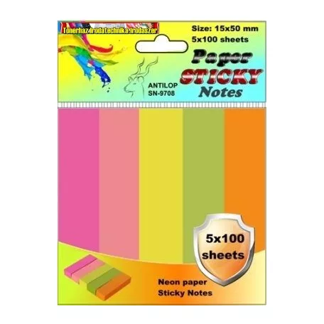 Antilop SN-9708 neon jelölő címke 5x100 lap 15x50 mm-es
