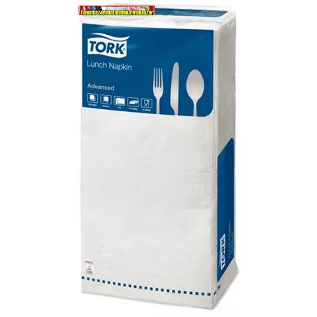 TORK Lunch Szalvéta, 1/4 hajtogatott, 2 rétegű, 32,5x32,8 cm, Advanced,  fehér (477149)