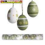   Húsvéti tojásdekoráció zöld/ fehér színű akasztóval 6 db/csg (67917)