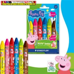   Zsírkréta, hatszögletű, jumbo, STAEDTLER „Noris® junior 224”, Peppa malac, 6 szín/dob