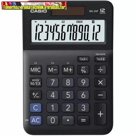 CASIO MS-20 F Számológép, asztali, 12 számjegy, fekete (MS20F)