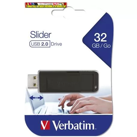 VERBATIM Slider , fekete Pendrive, 32GB, USB 2.0