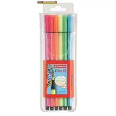   STABILO Pen 68, Rostirón készlet, 1 mm, 6 különböző neon szín (filctoll)(rostiron)