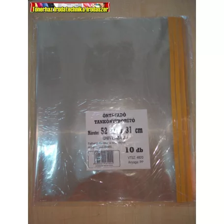 Tankönyvborító (víztiszta felület) öntapadó széllel 52x31cm 75/80mic. 10db/cs