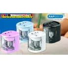 RAPESCO PS12-USB Hegyező, kétlyukú, asztali, elemes, USB töltővel, 3 színben