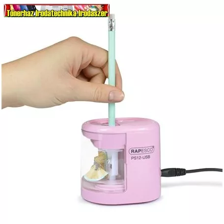 RAPESCO PS12-USB Hegyező, kétlyukú, asztali, elemes, USB töltővel, 3 színben