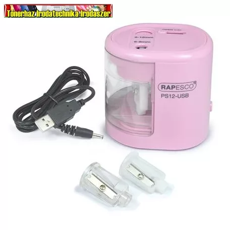 RAPESCO PS12-USB Hegyező, kétlyukú, asztali, elemes, USB töltővel, 3 színben