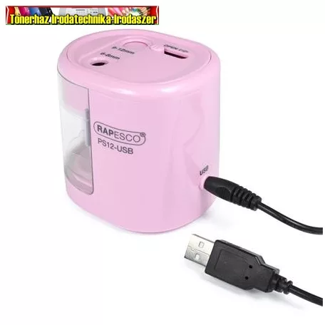 RAPESCO PS12-USB Hegyező, kétlyukú, asztali, elemes, USB töltővel, 3 színben