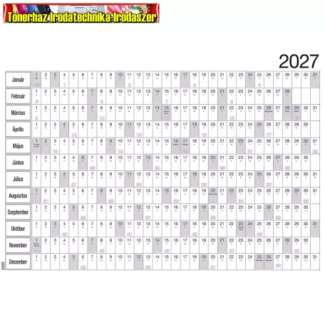 Plakátnaptár 2 oldalas , éves tervezővel 980x680mm, Realsystem 2027.