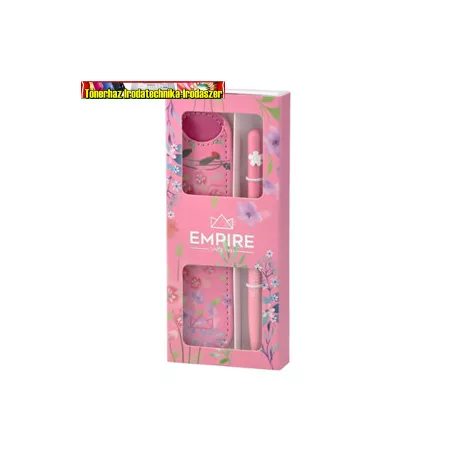 Golyóstoll Burgeon pink 1,0 mm kék tintával, eco bőr tokkal (tollszett)