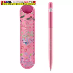   Golyóstoll Burgeon pink 1,0 mm kék tintával, eco bőr tokkal (tollszett)