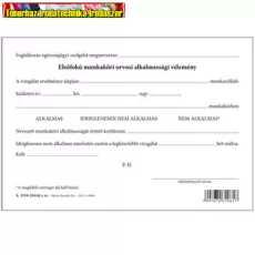 Elsőfokú munkaköri orvosi alkalmassági vélemény szabadlap A/5 fekvő A.3510-216/UJ