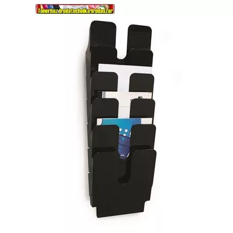 DURABLE FLEXIPLUS 6 Prospektustartó, fali, álló, A4, fekete 6 rekeszes