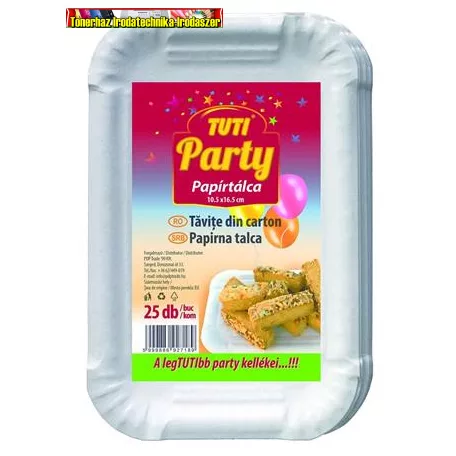 Papírtálca, szögletes,10,5 x16,5 cm, 25 db, TUTI Party