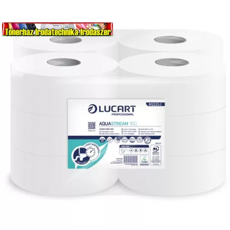 Lucart Aquastream vízben oldódó WC papír 19cm átm. - 2 rétegű, hófehér, 150m (812223J) TEK-ÁR