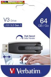 VERBATIM V3 Pendrive, 64GB, USB 3.2, 80/25 MB/s,  fekete-szürke