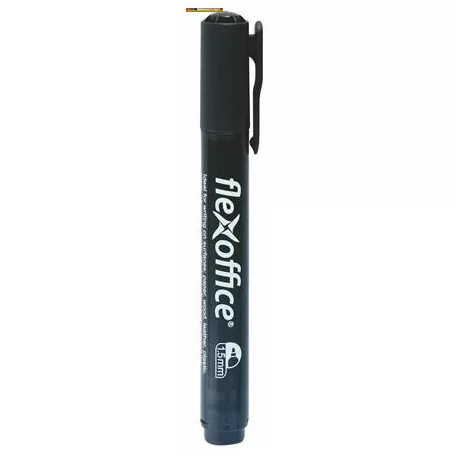 FLEXOFFICE PM03 Alkoholos marker, 1,5 mm, kúpos,  fekete (permanent, alkoholos filctoll)