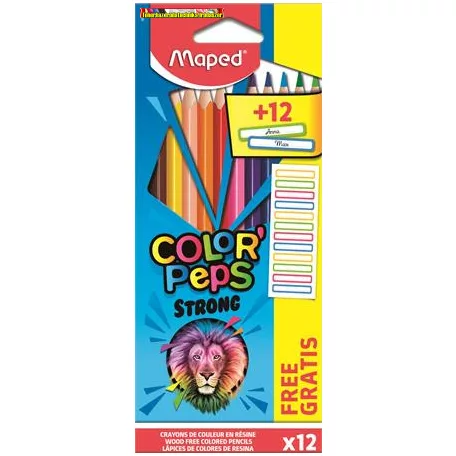 MAPED Color'Peps Strong Színes ceruza készlet, háromszögletű,  12 különböző szín 862725