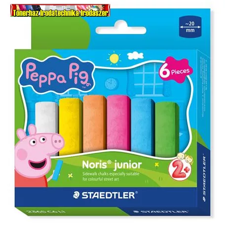 Aszfaltkréta, jumbo, STAEDTLER "Noris® Junior 2365", Peppa malac, 6 szín/dob