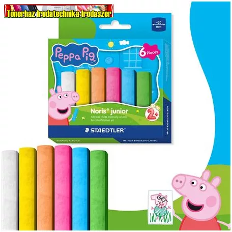 Aszfaltkréta, jumbo, STAEDTLER "Noris® Junior 2365", Peppa malac, 6 szín/dob