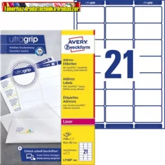   Avery Zweckform Etikett címke, 63,5x38,1mm, 21 címke/ív, L7160-100 , 100 ív/doboz, fehér