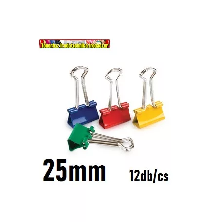 FORPUS Iratcsipesz SZÍNES 25 mm 12db/dob. (binder csipesz)
