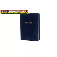 Oklevéltartó, A4, exkluzív, plüss, aranyozva, kék