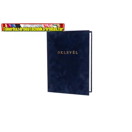 Oklevéltartó, A4, exkluzív, plüss, aranyozva, kék