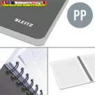 LEITZ  Office Spirálfüzet, A5, vonalas, 90 lap, PP borító, szürke-piros 44991025