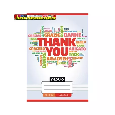 Füzet, A5, szótár, 31-32,  (A/5) Nebulo -Thank you -
