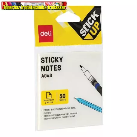 DELI ÖNTAPADÓS JEGYZETTÖMB  76X76 ÁTTETSZŐ - A043 50LAP/CS