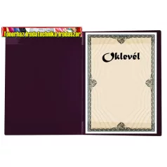 Oklevéltartó, plüss, A4, VICTORIA, bordó