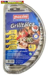 Grilltálca, 19x32 cm, félkör alakú, 4 db/cs, MAZZINI Premium