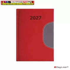   Határidőnapló DAYLINER Memphis, piros-szürke B/6 heti  2027 (agenda,naptár)