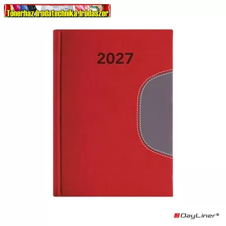 Határidőnapló DAYLINER Memphis, piros-szürke B/6 heti  2027 (agenda,naptár)